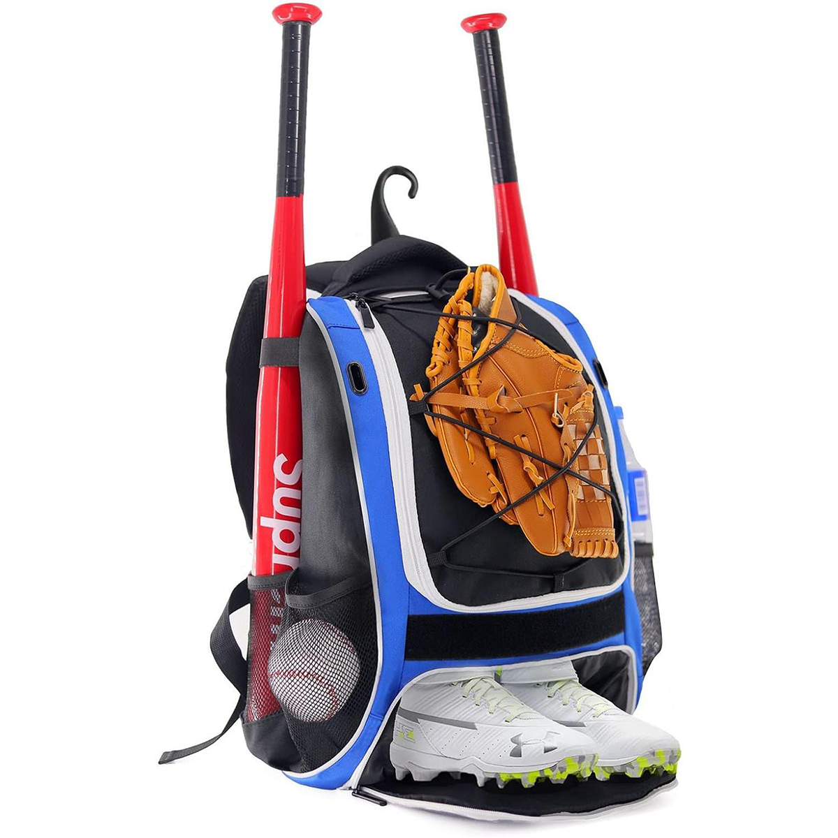 WOLT Youth Baseball Bag - Bat Backpack for Baseball, T-Ball & Softball Equipment & Gear, Bat & Glove Holder, Large Main Compartment for Helmet & accessories, Separate Shoes Compartment, Fence Hook