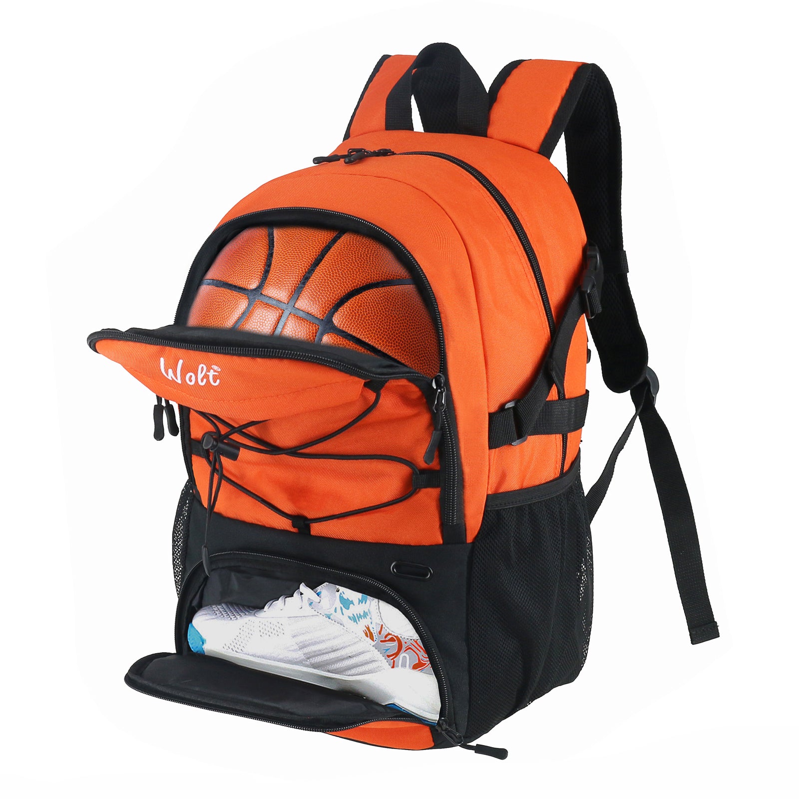 WOLT Basketball Backpack Large Sports Bag with Separate Ball Holder & Shoes Compartment, Best for Basketball, Soccer,Gym