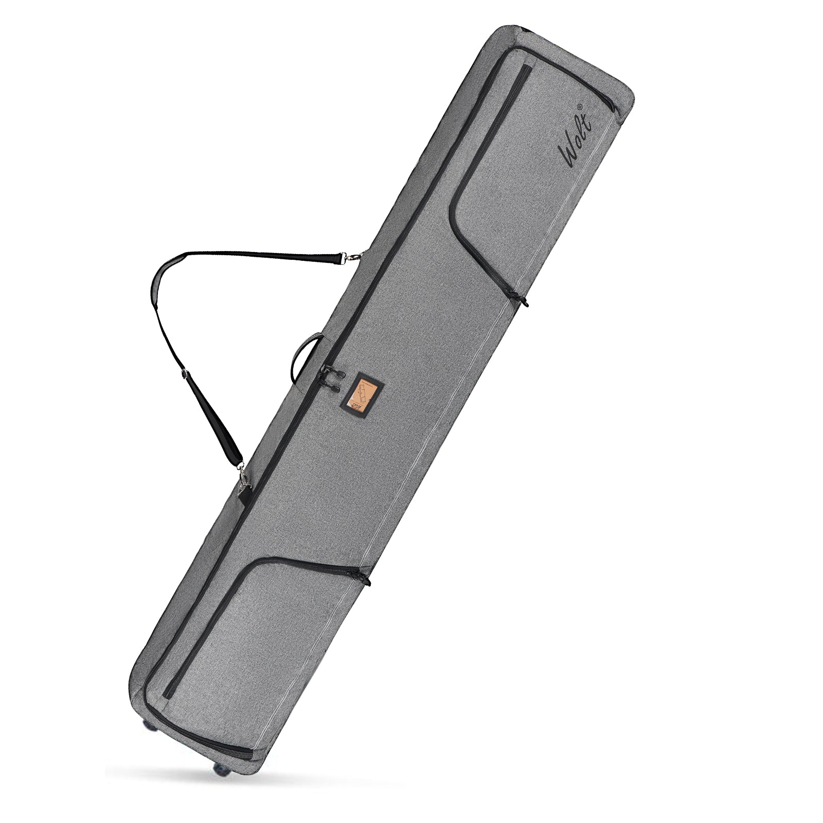 WOLT Rolling Ski Bag,Padded Snowboard Bag with Wheels for Air Travel, Fit to Double Pairs of Skis up to 175 or 190 cm