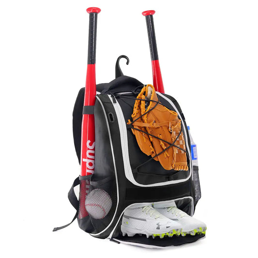 WOLT Youth Baseball Bag - Bat Backpack for Baseball, T-Ball & Softball Equipment & Gear, Bat & Glove Holder, Large Main Compartment for Helmet & accessories, Separate Shoes Compartment, Fence Hook