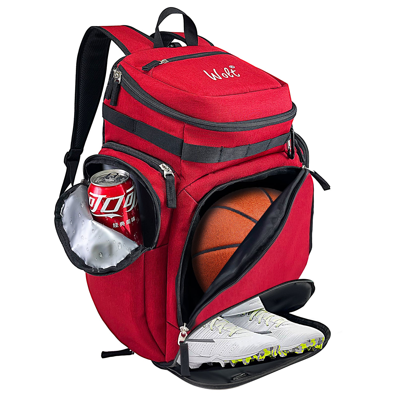 WOLT Basketball Bag Backpack with Separate Ball Compartment and Shoes Pocket, Gym Bags for Men, Large Sports Bag for Basketball, Soccer, Volleyball, Baseball