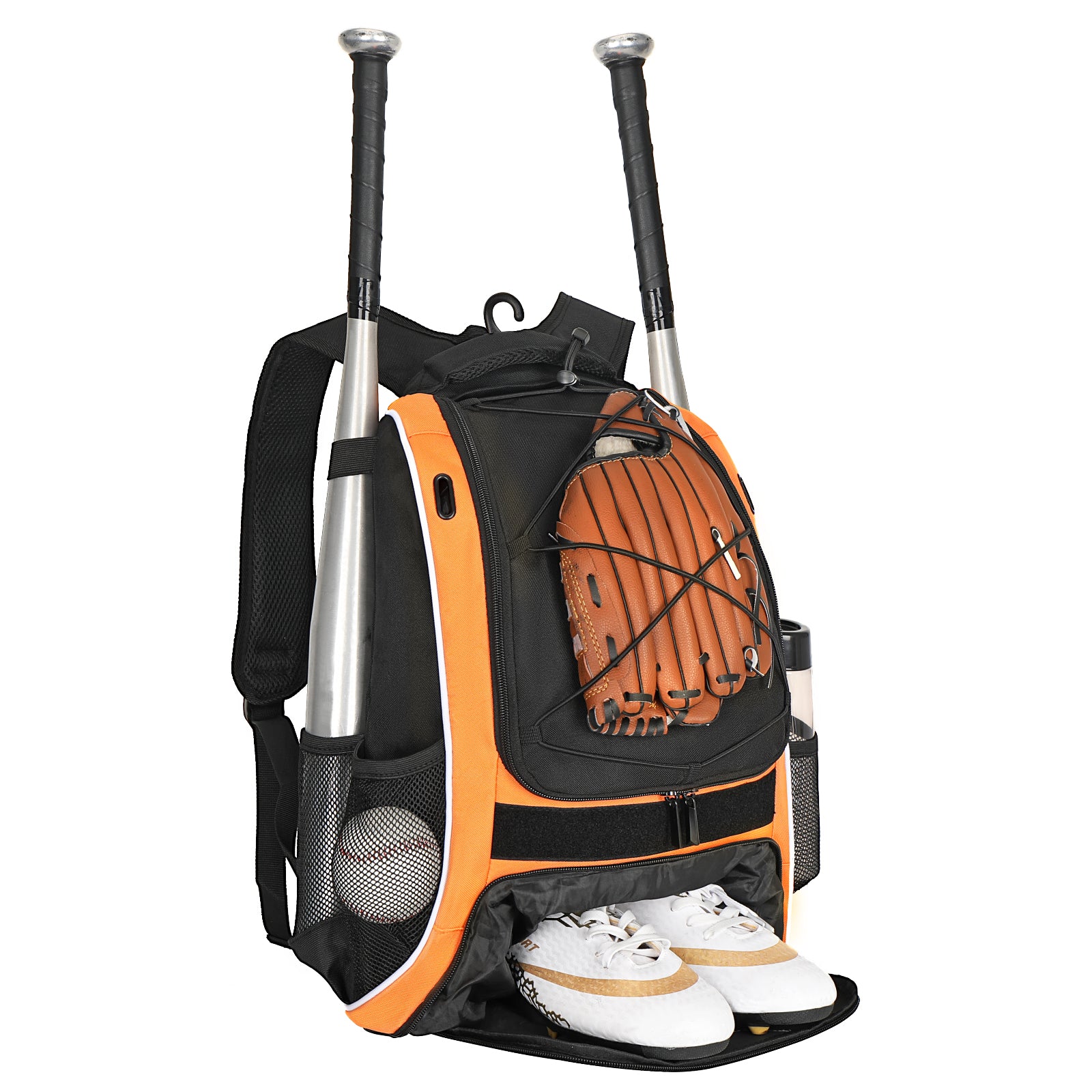 WOLT Youth Baseball Bag - Bat Backpack for Baseball, T-Ball & Softball Equipment & Gear, Bat & Glove Holder, Large Main Compartment for Helmet & accessories, Separate Shoes Compartment, Fence Hook