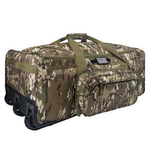 WOLT 120L Rolling Duffle Bag with Wheels, Large Deployment Military Bag, Wheeled Heavy Duty Luggage for Travel, Camping