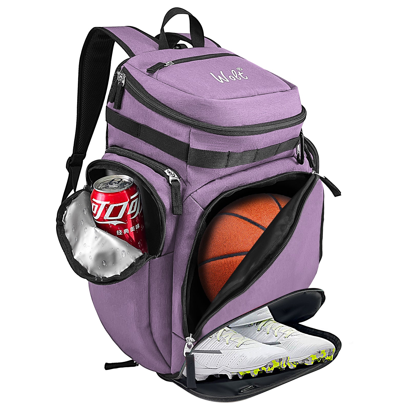 WOLT Basketball Bag Backpack with Separate Ball Compartment and Shoes Pocket, Gym Bags for Men, Large Sports Bag for Basketball, Soccer, Volleyball, Baseball