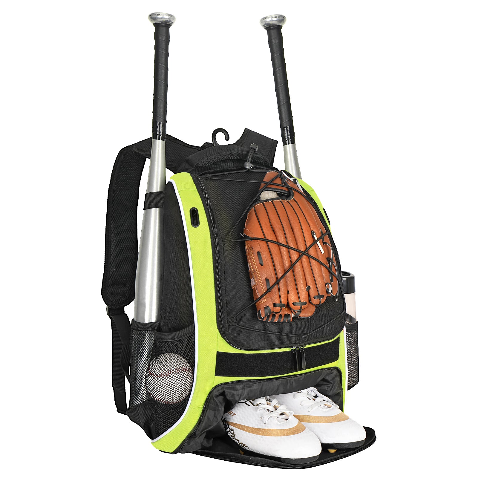 WOLT Youth Baseball Bag - Bat Backpack for Baseball, T-Ball & Softball Equipment & Gear, Bat & Glove Holder, Large Main Compartment for Helmet & accessories, Separate Shoes Compartment, Fence Hook
