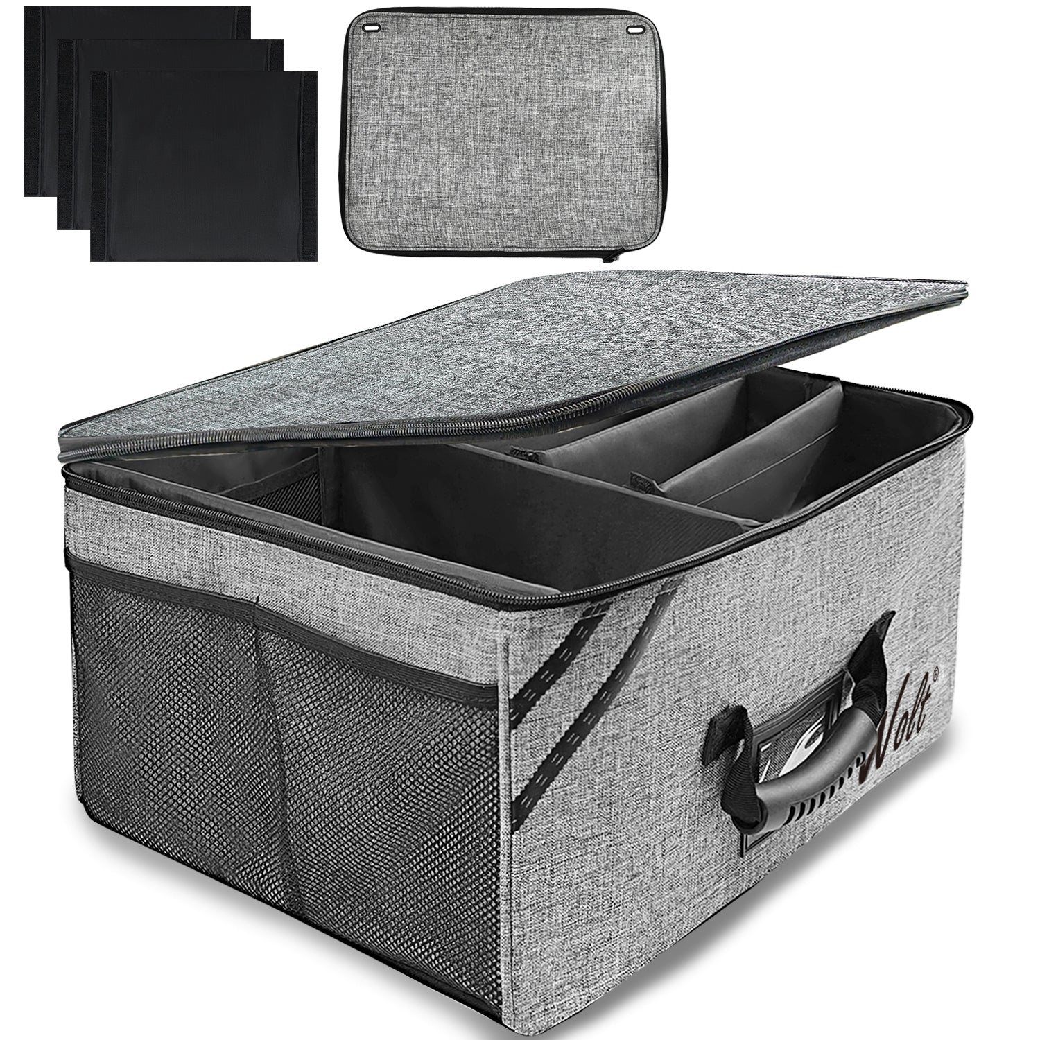 WOLT Car Trunk Organizer with Lid, Collapsible Multi Compartment SUV Organizer with Non-Slip Base Adjustable Straps