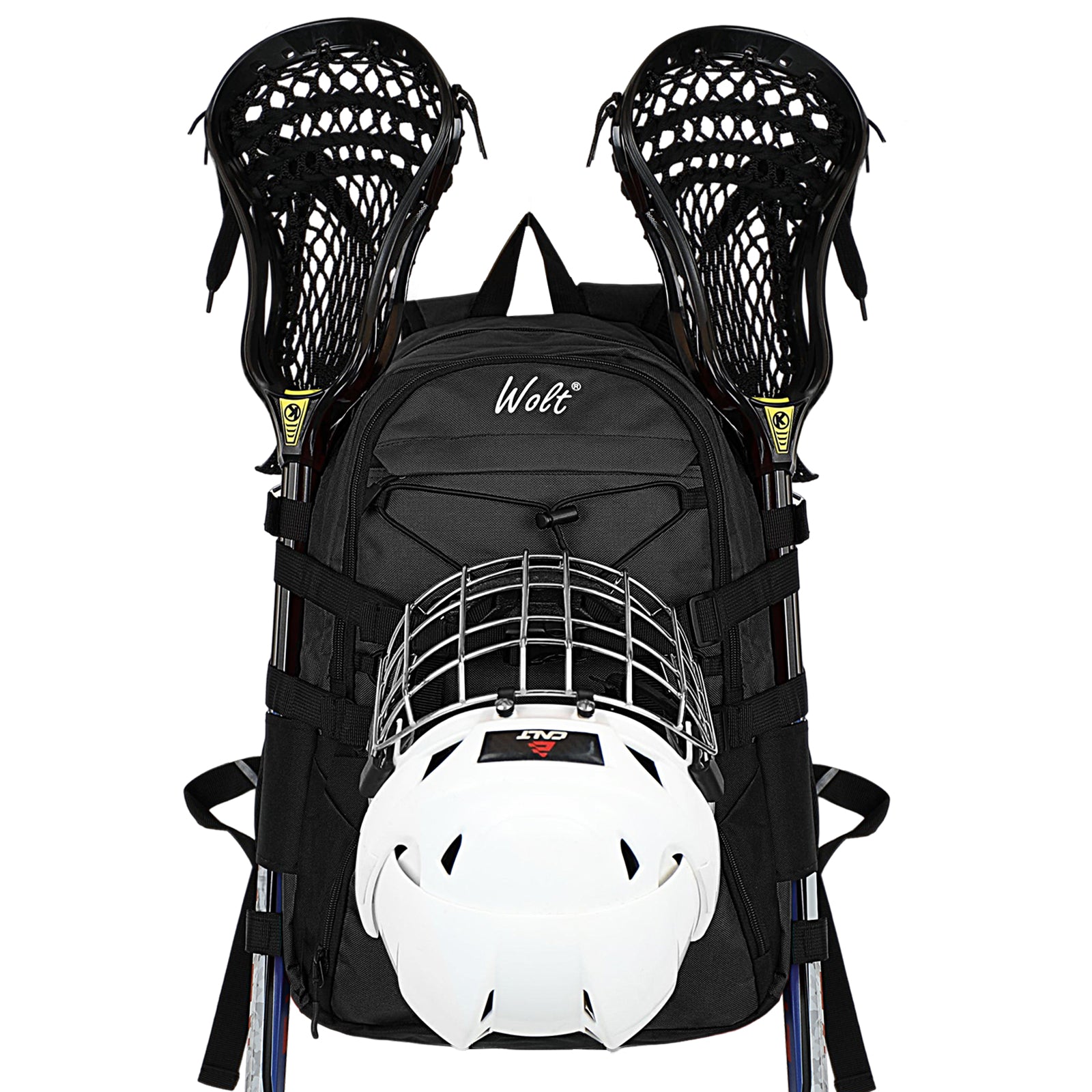 WOLT Lacrosse Bag-Lacrosse Backpack with Two Sticks Holder-Large Field Hockey Bag Holds All Sport Gears