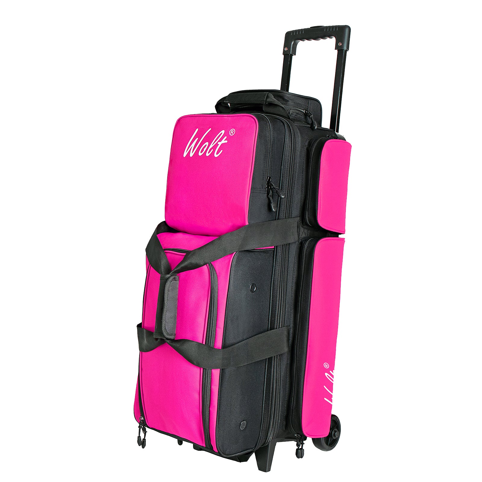 WOLT 3 Ball Bowling Bags with Wheels,Bowling Ball Bag 3 Ball Roller with Separate Shoe Compartment and Accessory Pocket, Retractable Handle Extends to 38’’