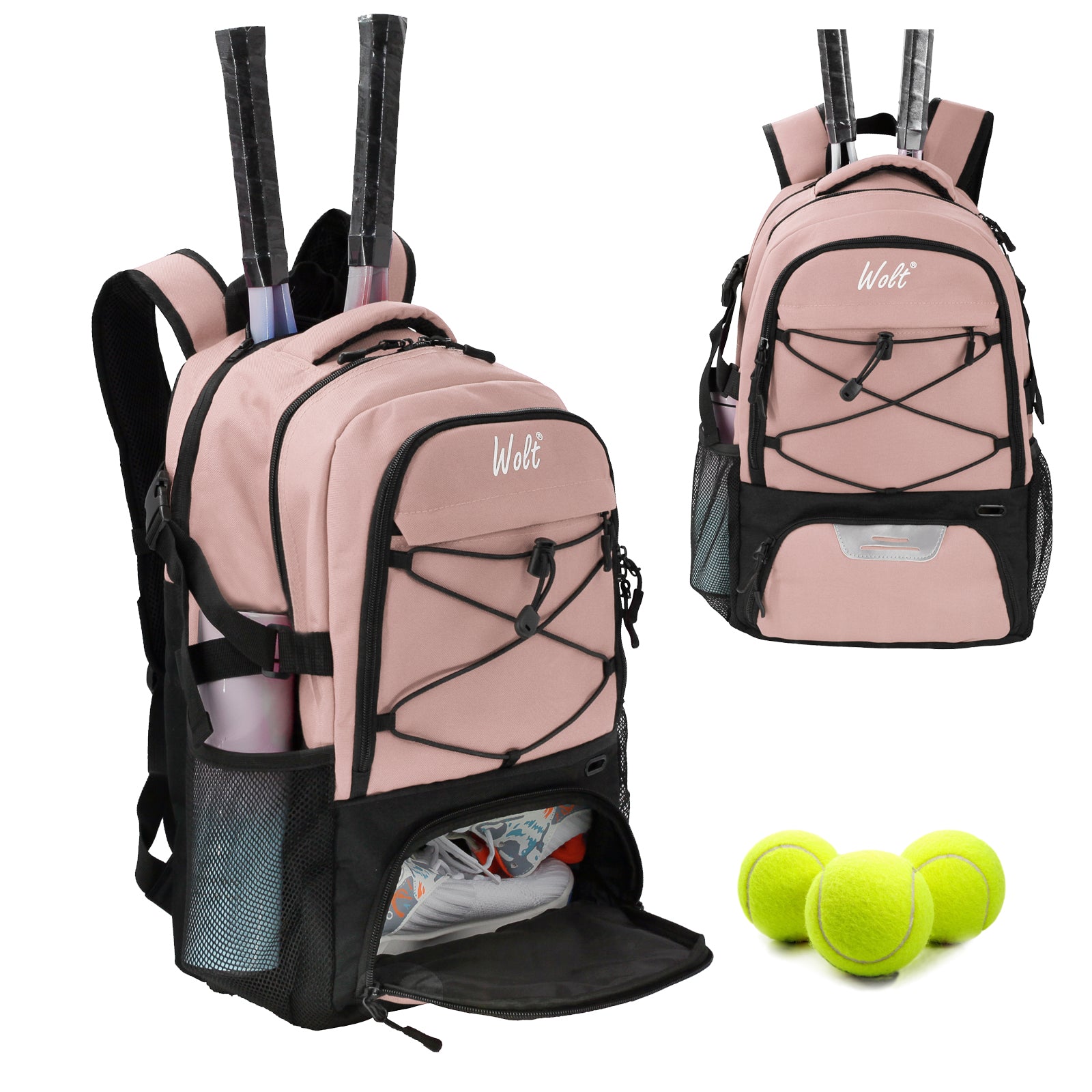 2-Racket Tennis Backpack with Ventilated Shoe Compartment ANILD Tennis Bag Tennis Racket Backpack for 2 Rackets with  main image 4