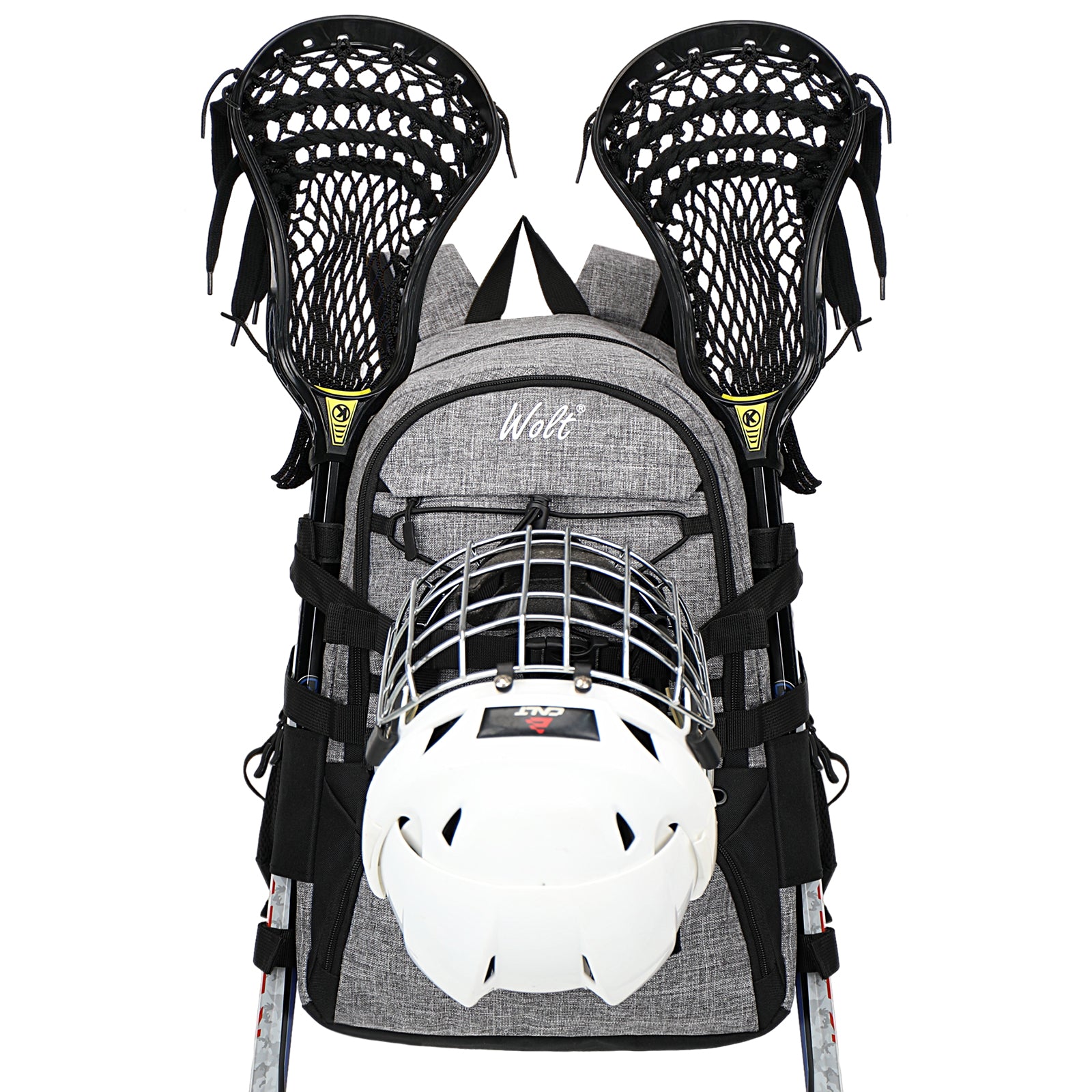 WOLT Lacrosse Bag-Lacrosse Backpack with Two Sticks Holder-Large Field Hockey Bag Holds All Sport Gears