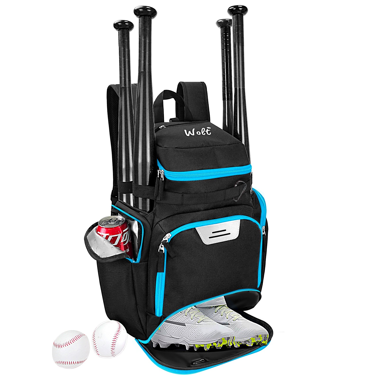 WOLT Baseball Bag Backpack for Youth and Adults-Softball Bag with Separate Helmet Compartment and Shoes Pocket,Multifunctional Sport Backpack for Baseball, Volleyball,Basketball, Soccer