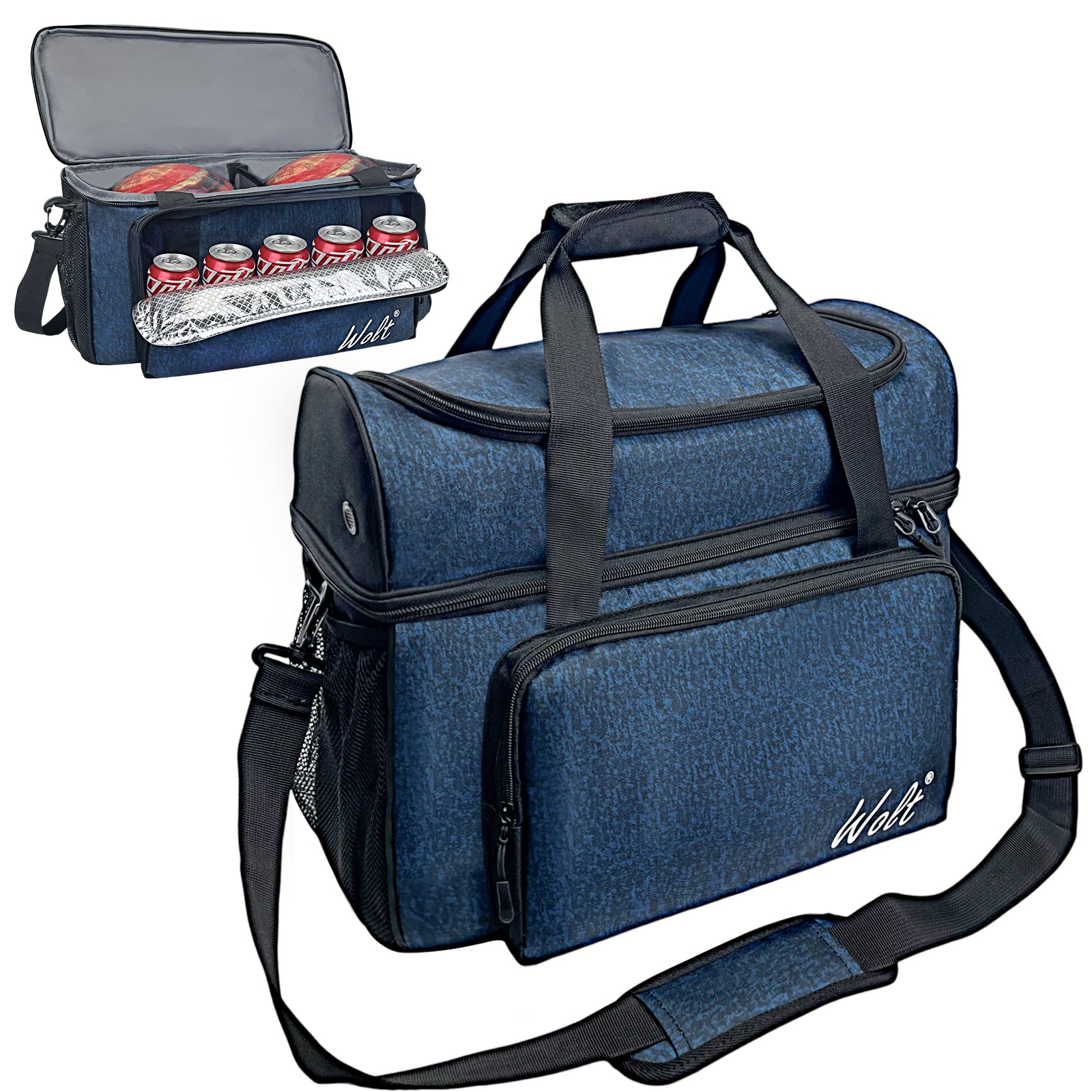 WOLT 2 Ball Bowling Bag with Padded Holder - Fits Shoes Up to Mens Size 16, Bowling Accessories