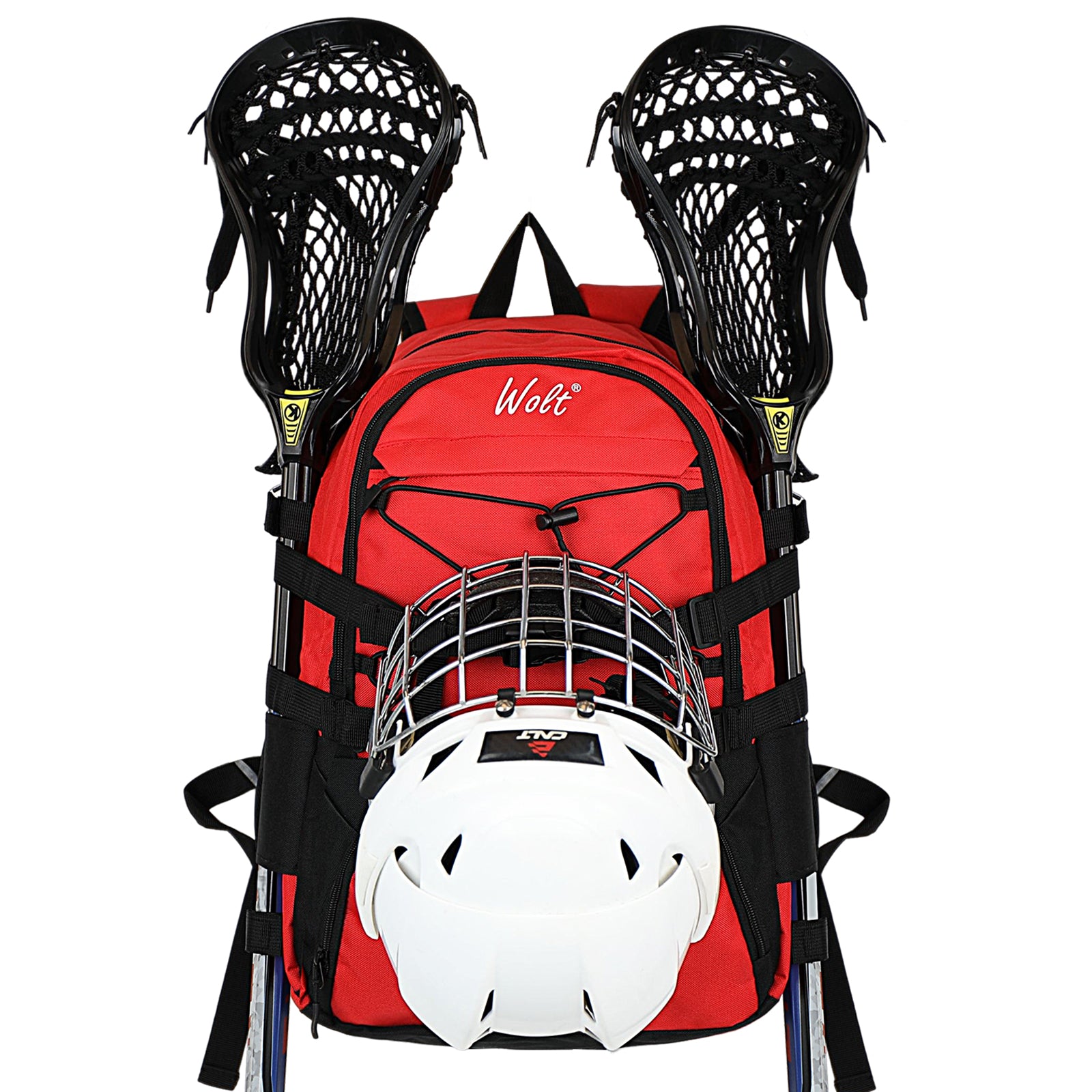 WOLT Lacrosse Bag-Lacrosse Backpack with Two Sticks Holder-Large Field Hockey Bag Holds All Sport Gears