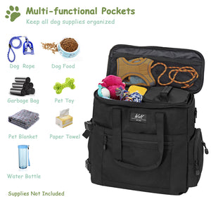 WOLT Dog Travel Bag Dog Bag for Traveling and Supplies with 2 Collapsible Bowls, 2 Food Containers, 1 Place Mat