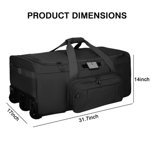 WOLT 120L Rolling Duffle Bag with Wheels, Large Deployment Military Bag, Wheeled Heavy Duty Luggage for Travel, Camping
