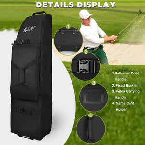 WOLT Golf Travel Bag with Anti-Impact Support System - Soft Padded Golf Travel Case for Airlines, Golf Travel Cover with Wheels