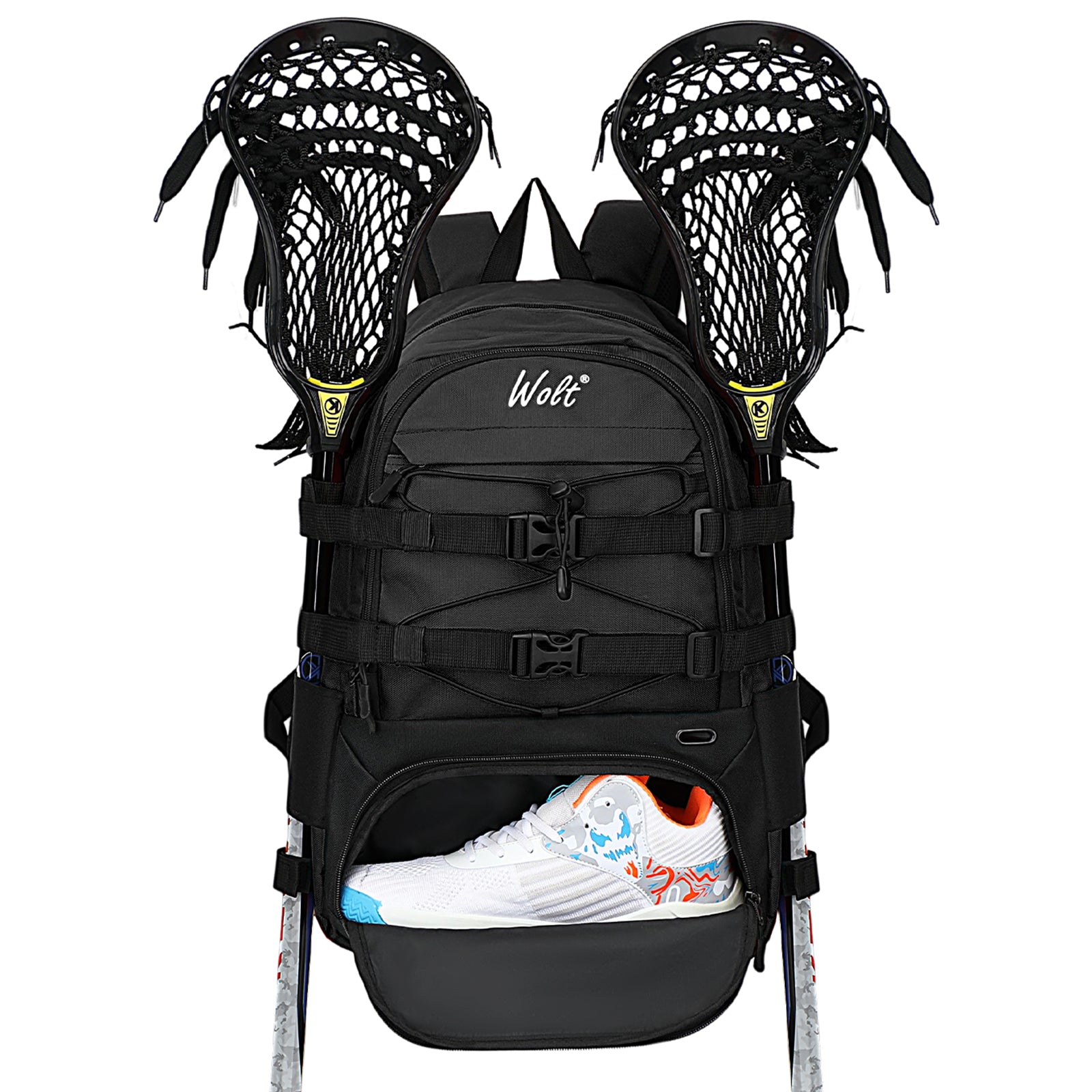 WOLT Lacrosse Bag-Lacrosse Backpack with Two Sticks Holder-Large Field Hockey Bag Holds All Sport Gears