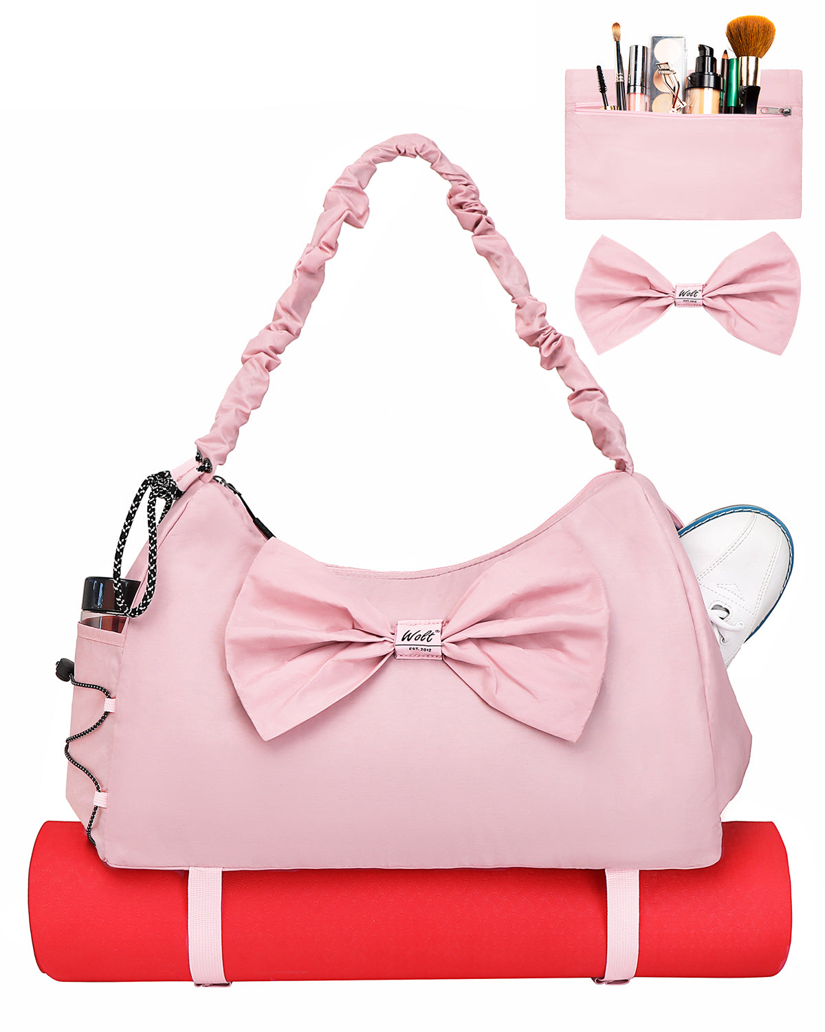 WOLT Gym Bag For Women, Yoga Mat Bag with Shoes Compartment, Wet Pocket and Water Bottle Pocket