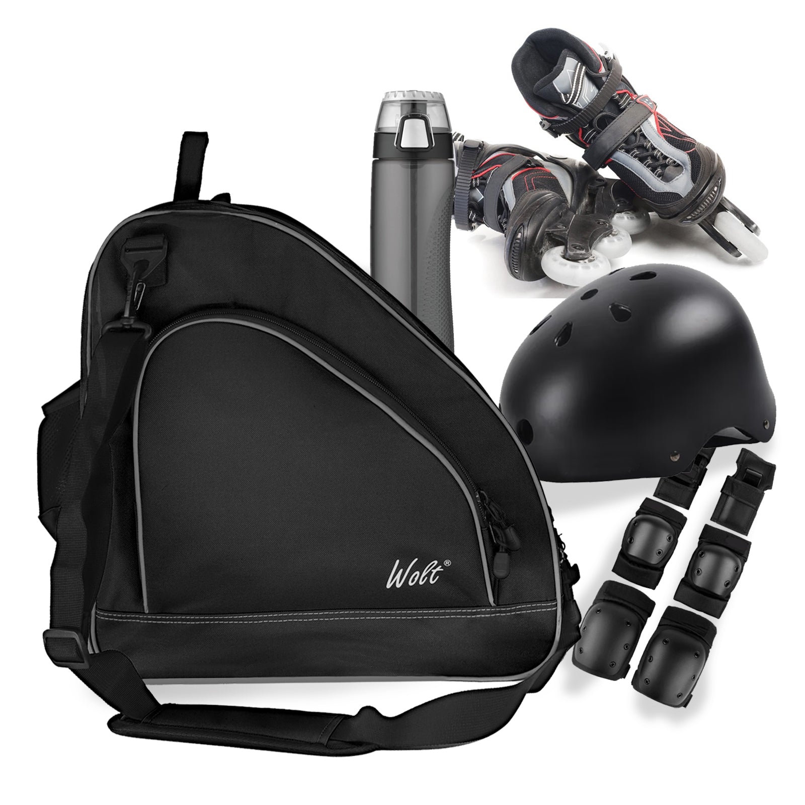 WOLT Ice Skate Bag - Roller Skate Bag, Inline Skate Bag with Adjustable Shoulder Strap for Both Youth and Adults.