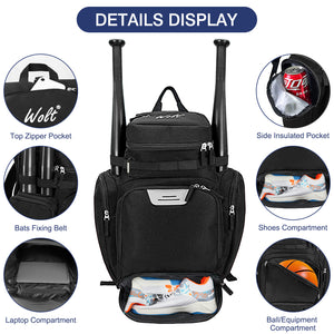 WOLT Basketball Bag Backpack with Separate Ball Compartment and Shoes Pocket, Gym Bags for Men, Large Sports Bag for Basketball, Soccer, Volleyball, Baseball