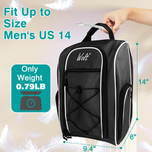 Wolt |Golf Shoe Bag for Travel- Zippered Shoes Carrier Bags with Ventilation & Double Outside Accessory Pocket for Socks, Tees, Golf Balls, Etc. for Women and Men