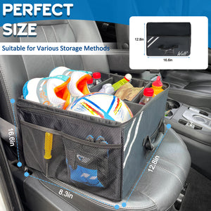 WOLT Car Trunk Organizer with Lid, Collapsible Multi Compartment SUV Organizer with Non-Slip Base Adjustable Straps