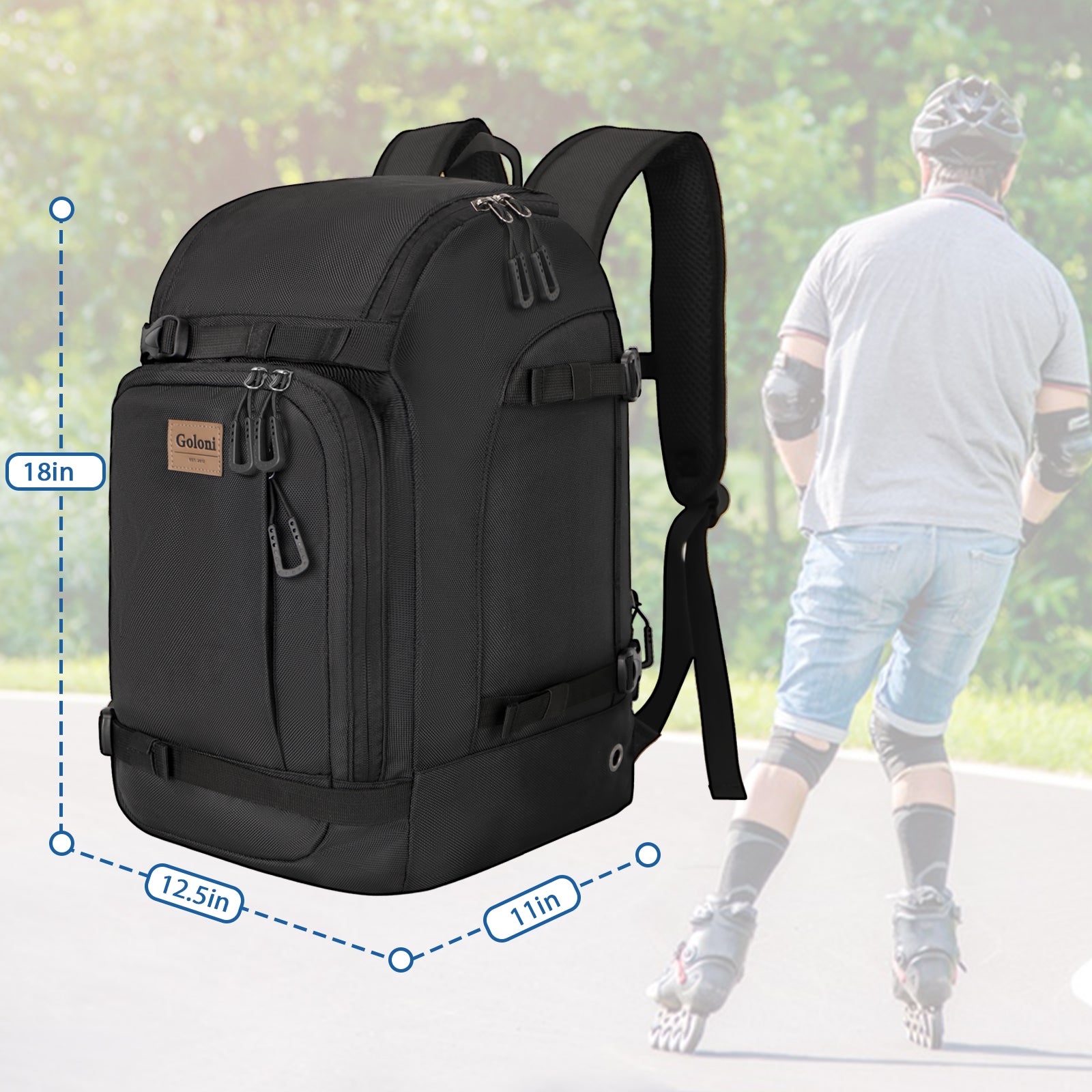 WOLT Ski Boot Bag Backpack - 50L Snowboard Boot Bag for Air Travel for Snow Boots, Ski Helmet, Gloves, Goggles, Skiing Gear