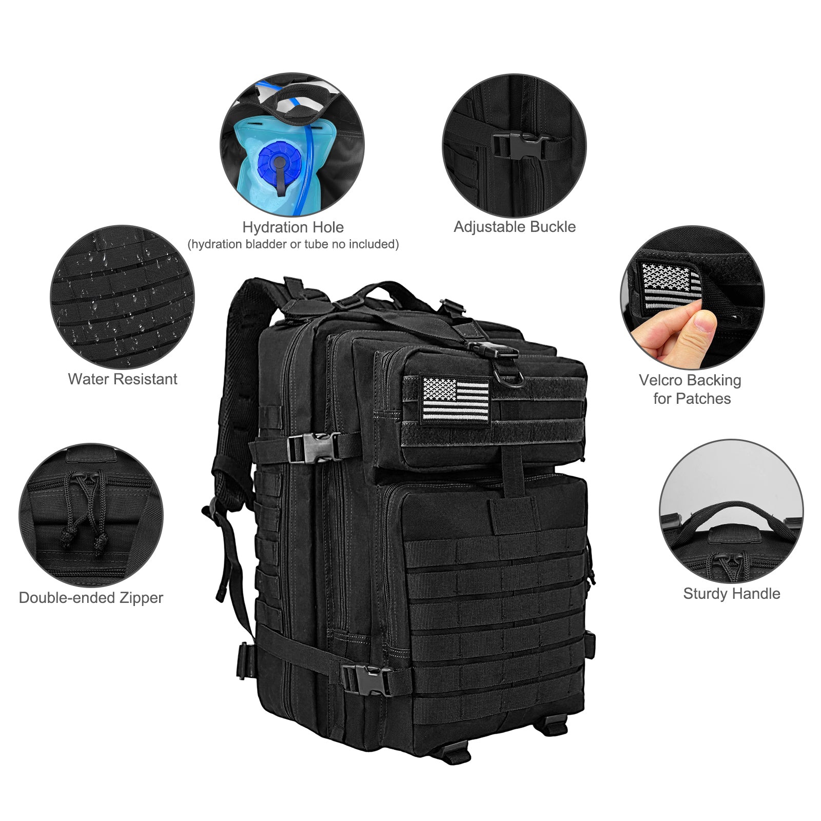 WOLT Military Tactical Backpack for Men 45L Molle Backpack 3 Day Assault Pack Bug Out Bag, Heavy Duty Rucksack for Hiking Gym