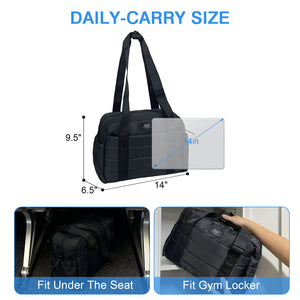Wolt Travel Puffer Tote Bag for Women,Small Gym Duffle Bag with Wet Pocket,Upgrade Zipper Puffy Lightweight Soft Durable Splash-proof Carry On Handbag for Teacher Nurse Weekender Overnight 14 in