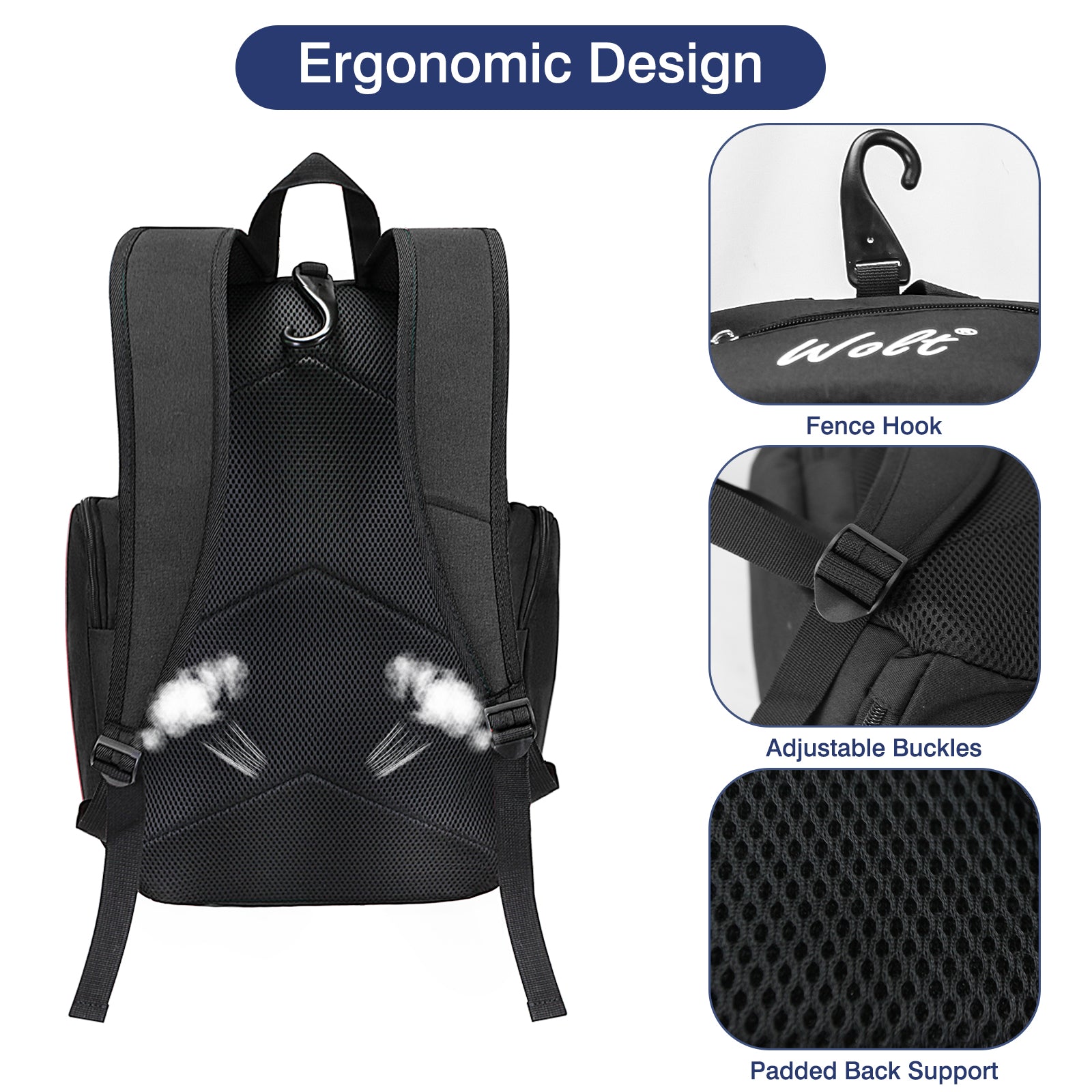 WOLT Baseball Bag Backpack for Youth and Adults-Softball Bag with Separate Helmet Compartment and Shoes Pocket,Multifunctional Sport Backpack for Baseball, Volleyball,Basketball, Soccer