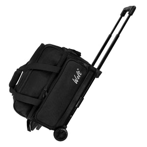 WOLT Double Roller 2 Ball Bowling Bag with Separate Shoe Compartment, Large Capacity Bowling Ball Bag with Accessory Pocket, Retractable Handle Extends to 40