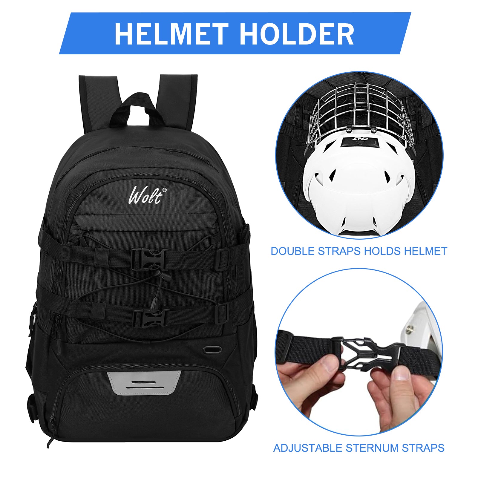 WOLT Lacrosse Bag-Lacrosse Backpack with Two Sticks Holder-Large Field Hockey Bag Holds All Sport Gears
