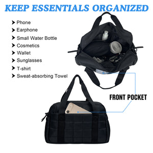 WOLT Small Gym Bag for Women, 14 inch Lightweight Gym Duffle Bag with Wet Compartment Quilted Tote for Sports Workout