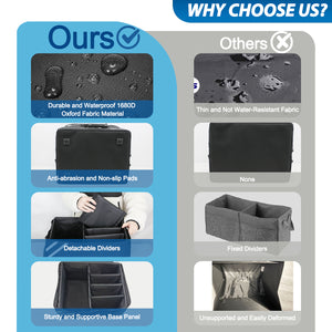 WOLT Car Trunk Organizer with Lid, Collapsible Multi Compartment SUV Organizer with Non-Slip Base Adjustable Straps