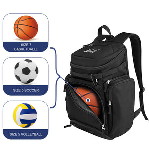 WOLT Basketball Bag Backpack with Separate Ball Compartment and Shoes Pocket, Gym Bags for Men, Large Sports Bag for Basketball, Soccer, Volleyball, Baseball