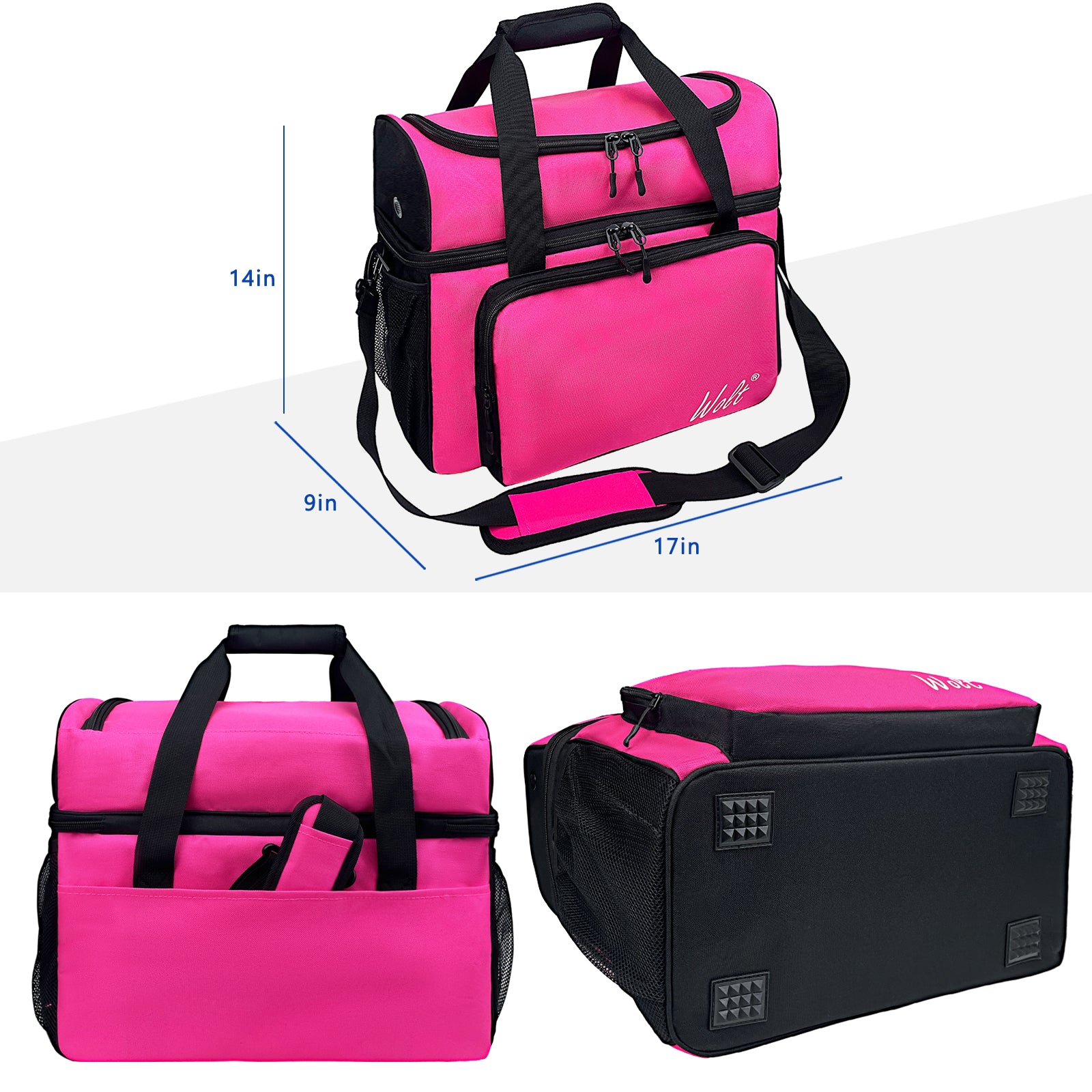 WOLT 2 Ball Bowling Bag with Padded Holder - Fits Shoes Up to Mens Size 16, Bowling Accessories