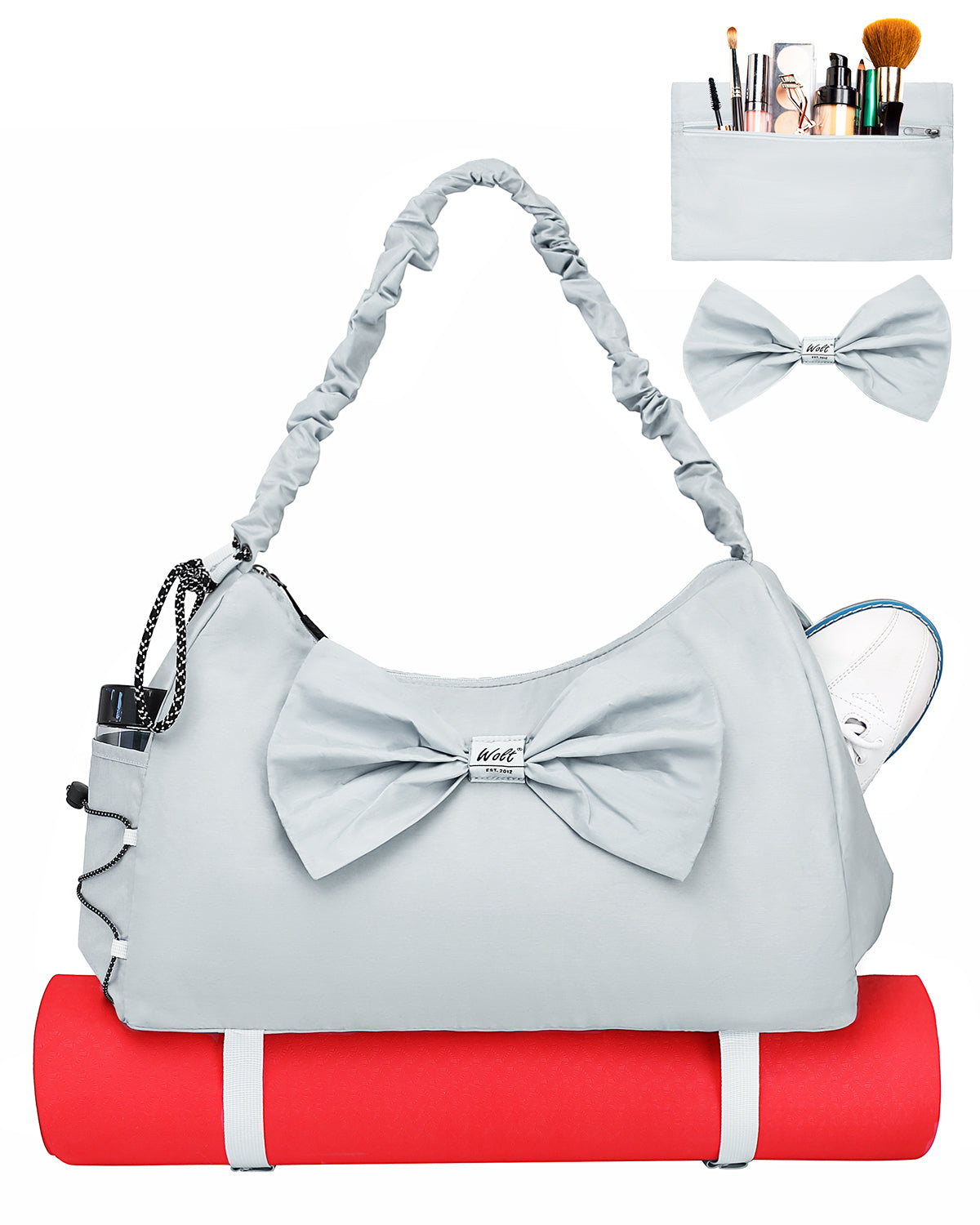 WOLT Gym Bag For Women, Yoga Mat Bag with Shoes Compartment, Wet Pocket and Water Bottle Pocket