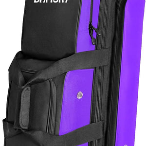 DAFISKY 3 Ball Bowling Bags with Wheels, Roller Bowling Bag with Multiple Pockets Retractable Handle Extends to 38‘’