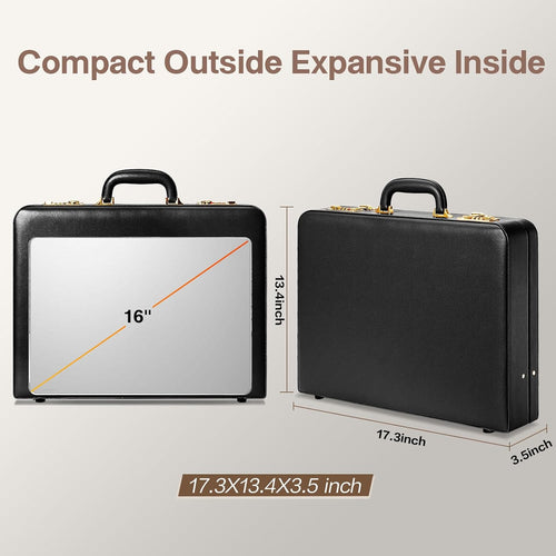 Briefcases for Men, Anti-Theft Dual Lock Briefcase with 16 Inch Laptop Compartment, Waterproof Faux Leather, Brief Cases Men with Multi File Organizer, Perfect for Office, Travel