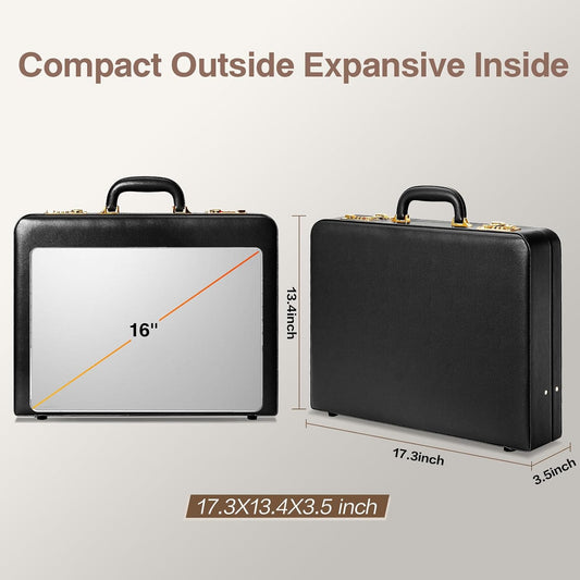 Briefcases for Men, Anti-Theft Dual Lock Briefcase with 16 Inch Laptop Compartment, Waterproof Faux Leather, Brief Cases Men with Multi File Organizer, Perfect for Office, Travel