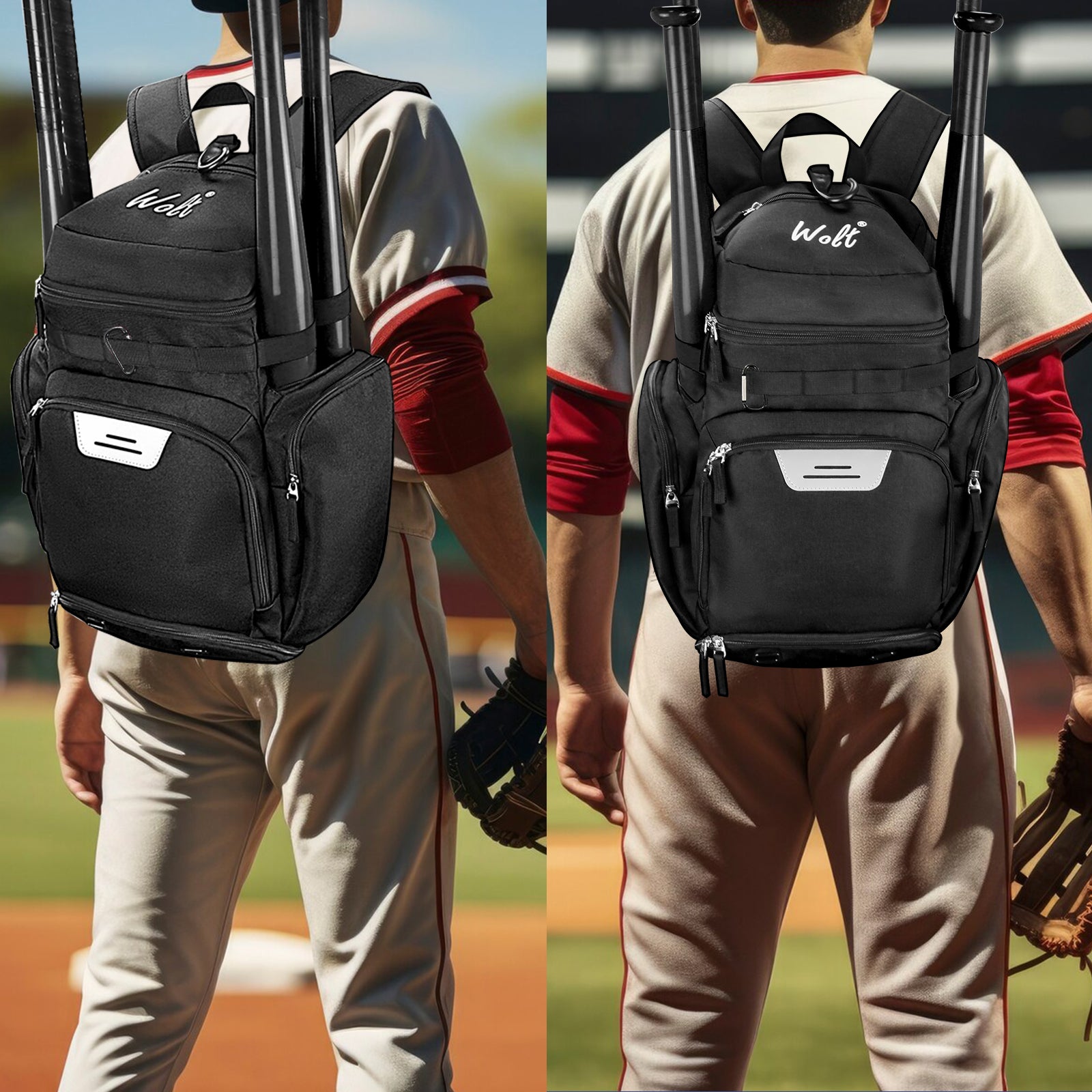 WOLT Baseball Bag Backpack for Youth and Adults-Softball Bag with Separate Helmet Compartment and Shoes Pocket,Multifunctional Sport Backpack for Baseball, Volleyball,Basketball, Soccer
