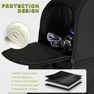 WOLT Golf Travel Bag with Anti-Impact Support System - Soft Padded Golf Travel Case for Airlines, Golf Travel Cover with Wheels