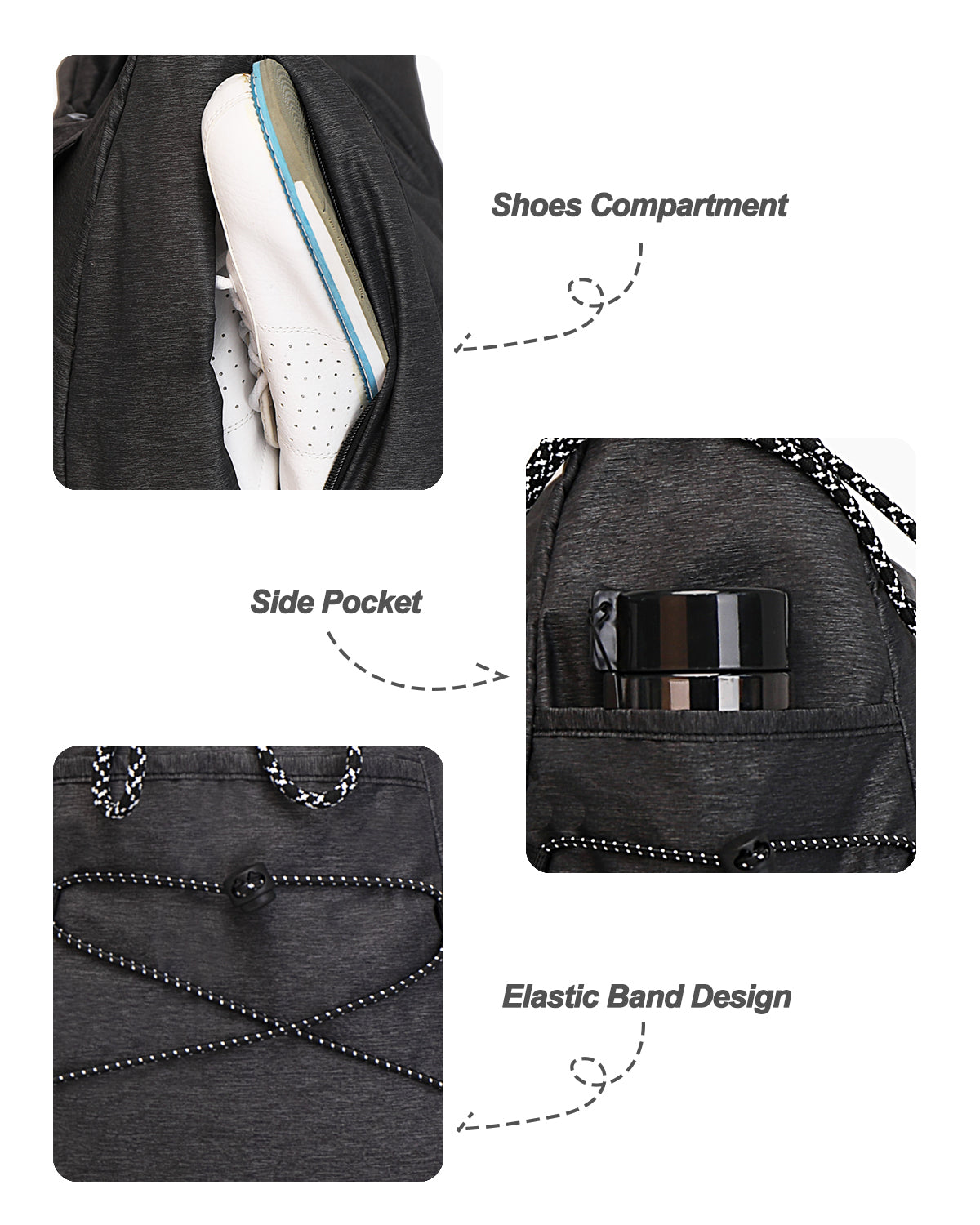 WOLT Gym Bag For Women, Yoga Mat Bag with Shoes Compartment, Wet Pocket and Water Bottle Pocket