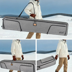 WOLT Rolling Ski Bag,Padded Snowboard Bag with Wheels for Air Travel, Fit to Double Pairs of Skis up to 175 or 190 cm