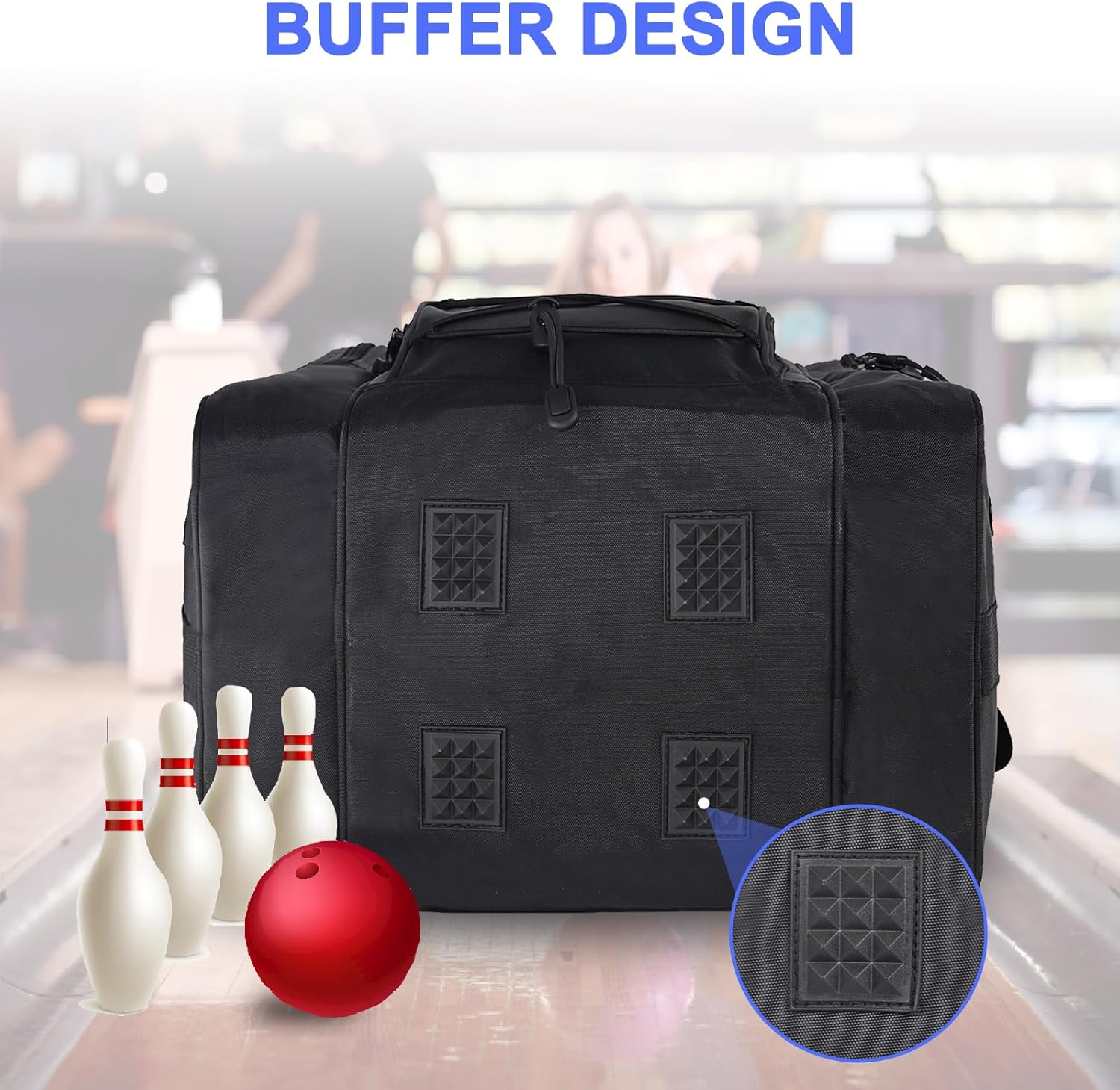 DAFISKY Bowling Ball Bag for Single Ball - Bowling Bag Tote for 1 Ball and Shoes with Padded Holder, 2 Pockets Fits Men & Women bowling Shoes Up To Mens Size 14