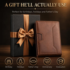 Pop Up Wallet for Men, RFID Blocking Leather Wallet with Aluminum Card Holder