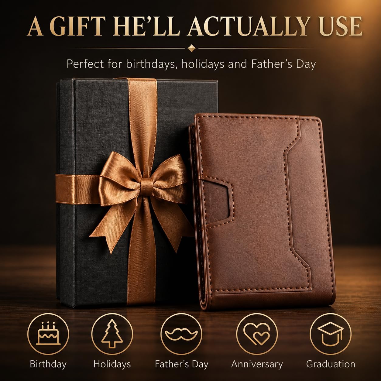 Pop Up Wallet for Men, RFID Blocking Leather Wallet with Aluminum Card Holder