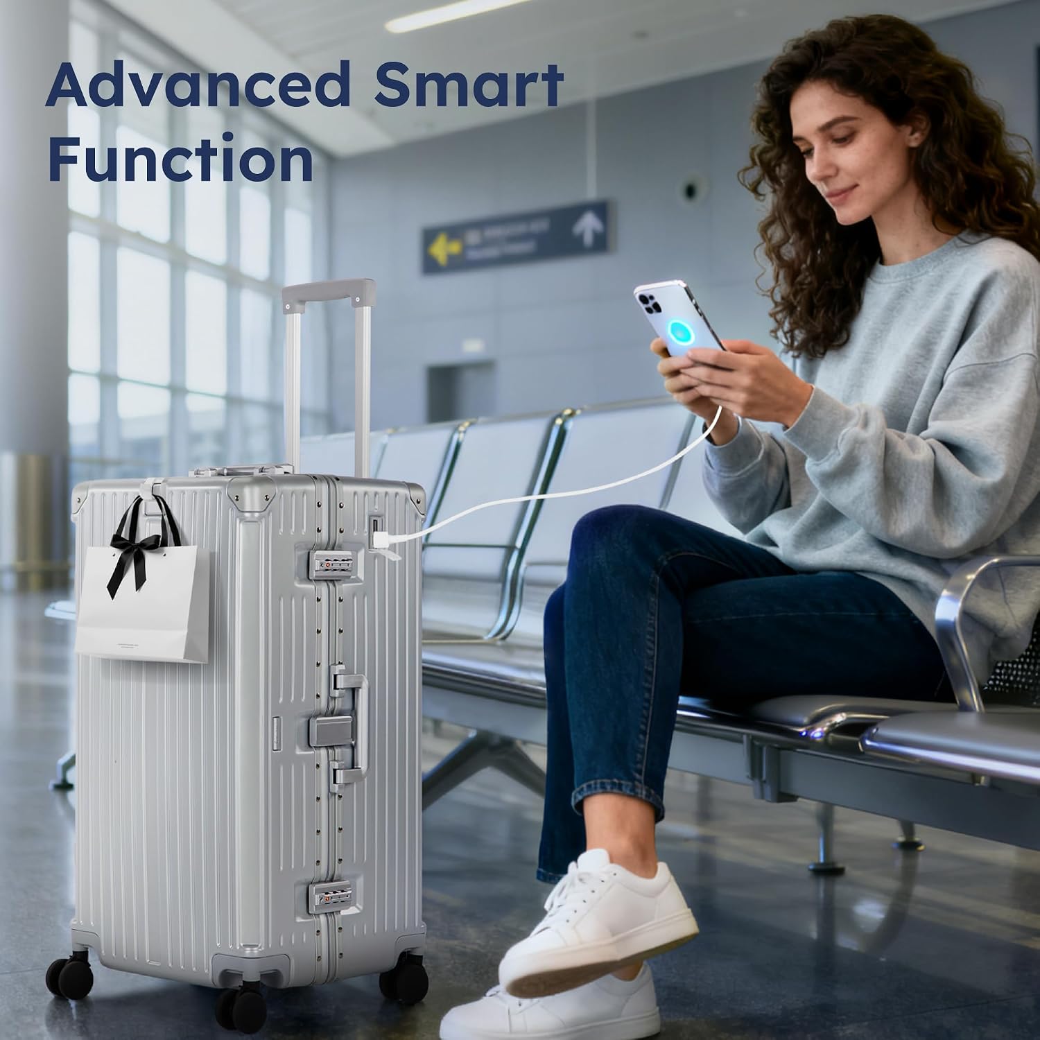 Trunk Luggage 24 Inch with Aluminum Frame Zipperless Suitcase