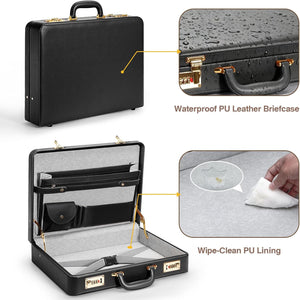 Briefcases for Men, Anti-Theft Dual Lock Briefcase with 16 Inch Laptop Compartment, Waterproof Faux Leather, Brief Cases Men with Multi File Organizer, Perfect for Office, Travel