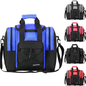 DAFISKY Bowling Ball Bag for Single Ball - Bowling Bag Tote for 1 Ball and Shoes with Padded Holder, 2 Pockets Fits Men & Women bowling Shoes Up To Mens Size 14